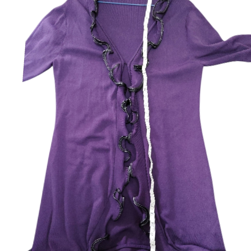 💜 Ravel Purple Ruffle Open Front Cardigan Women’s XL - Picture 6 of 6